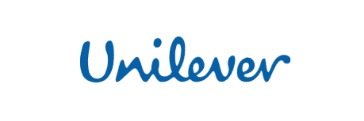 Unilever logo in blue cursive font on a white background.