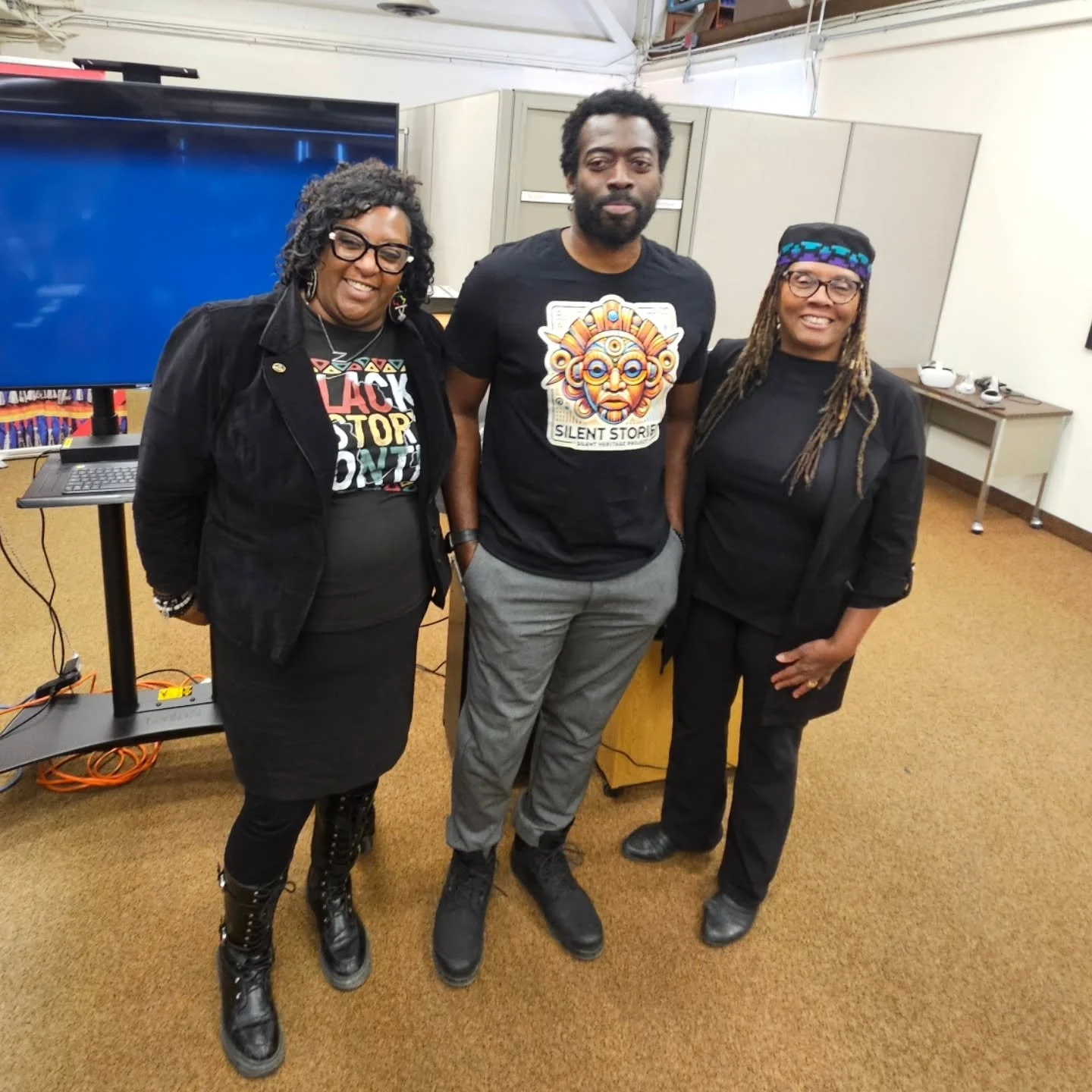 On February 3rd, we were happy to attend an event called "Archiving the Black Canadian Experience: Education, Innovation, Preservation" Photo is of 3 presenters Nadia from Black History Manitoba, Gabriel Bell-Gam from Bell-Gam Digital Centr