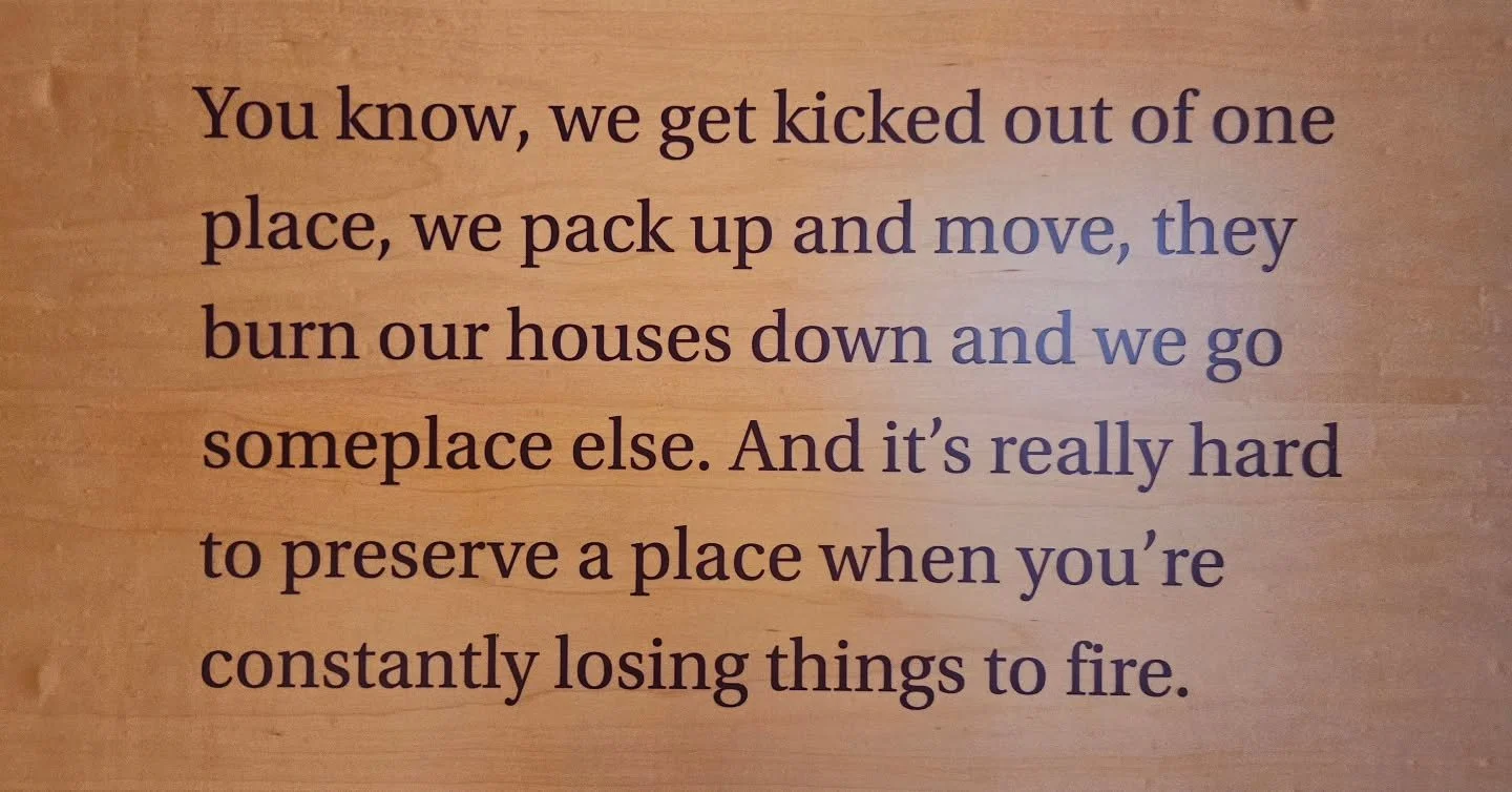 We found this quote of Metis experiences of displacement here in Winnipeg &amp; surrounding areas at the human rights museum yesterday. It is an important moment in our history that everyone should know about. It reflected what many of us are feeling