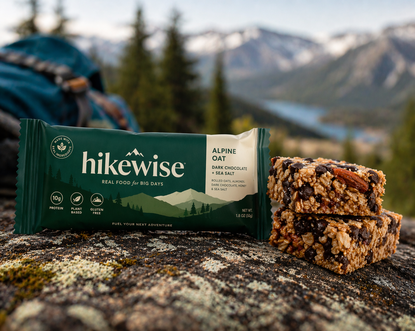 Packaging design for a granola bar representing AI generated artwork that needs to be turned into a real, production-ready package.