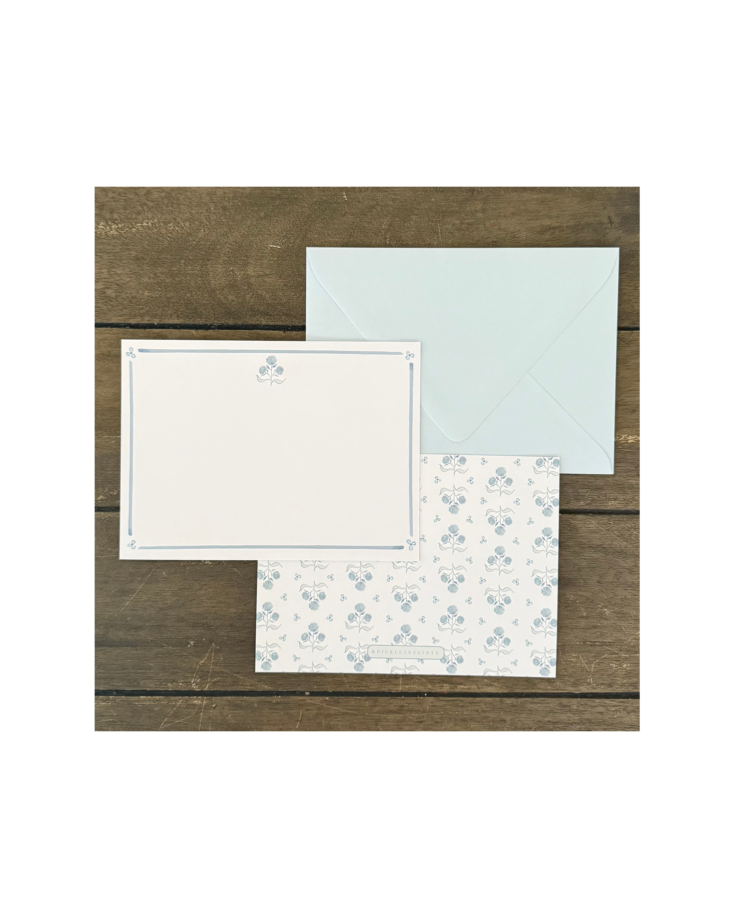 Blue Floral Stationery