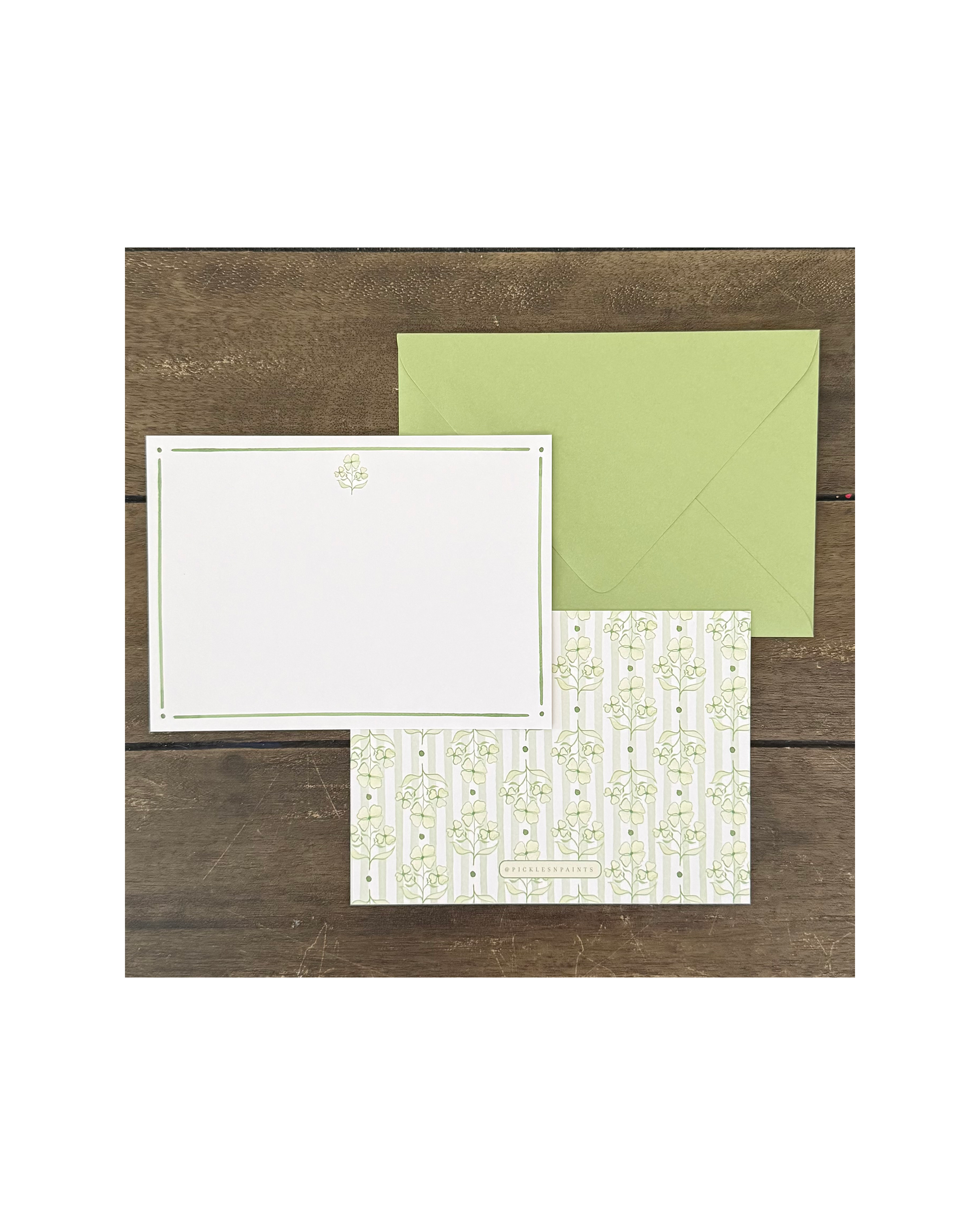 Green Floral Stationery