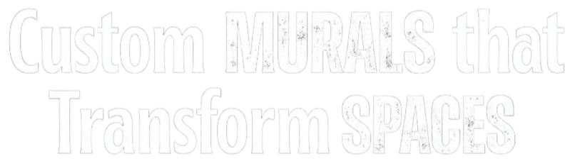 Text graphic reading "Custom MURALS that Transform SPACES" in white on a black background.
