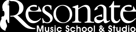 Resonate Music School & Studio logo in black and white