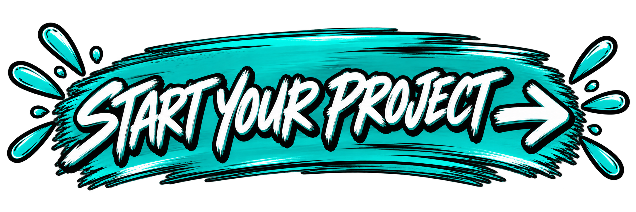 Brightly colored logo with the text 'Start Your Project' in bold, graffiti-style font, surrounded by splash effects