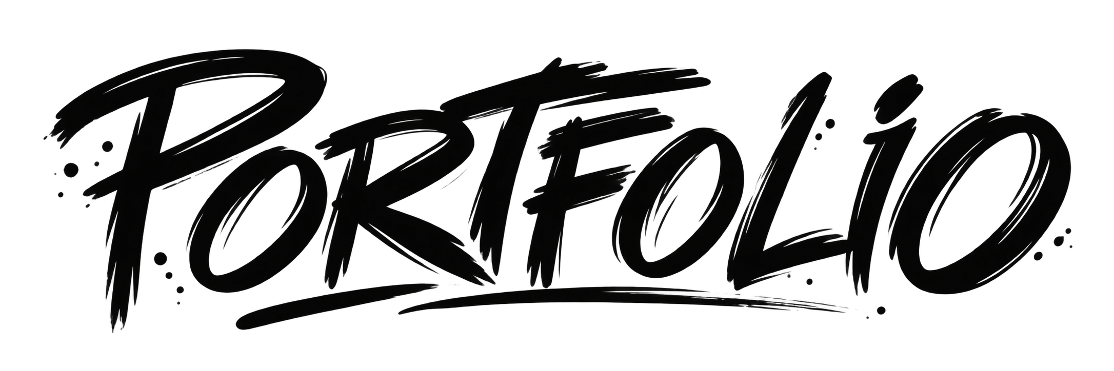 Black script text that reads "Portfolio" on a transparent background.