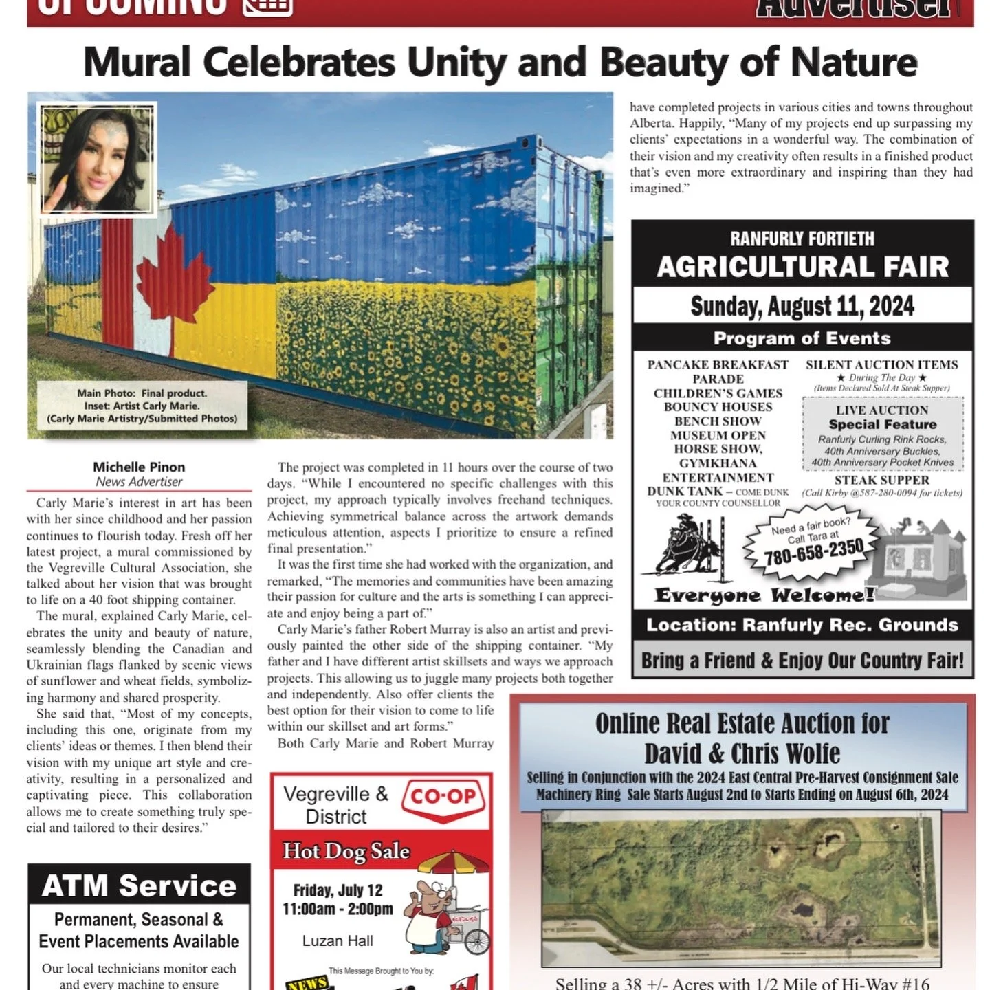 0-foot shipping container into a symbol of unity and beauty by combining the Canadian and Ukrainian flags with scenic views of sunflower and wheat fields.   VEGREVILLE AB