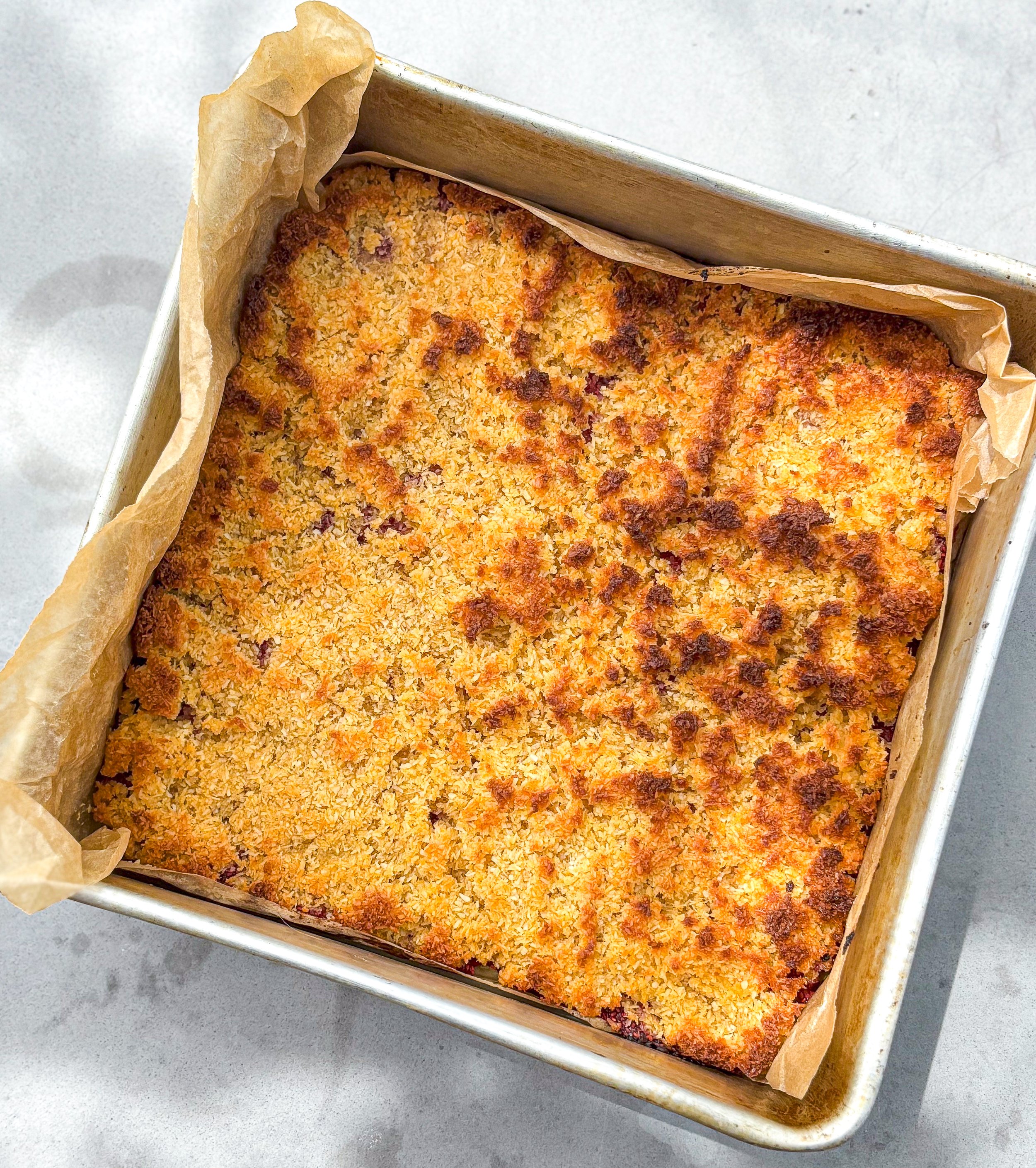 Raspberry coconut slice