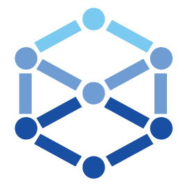 A digital illustration of a logistics network with connected circles and lines, nodes, in varying shades of blue.