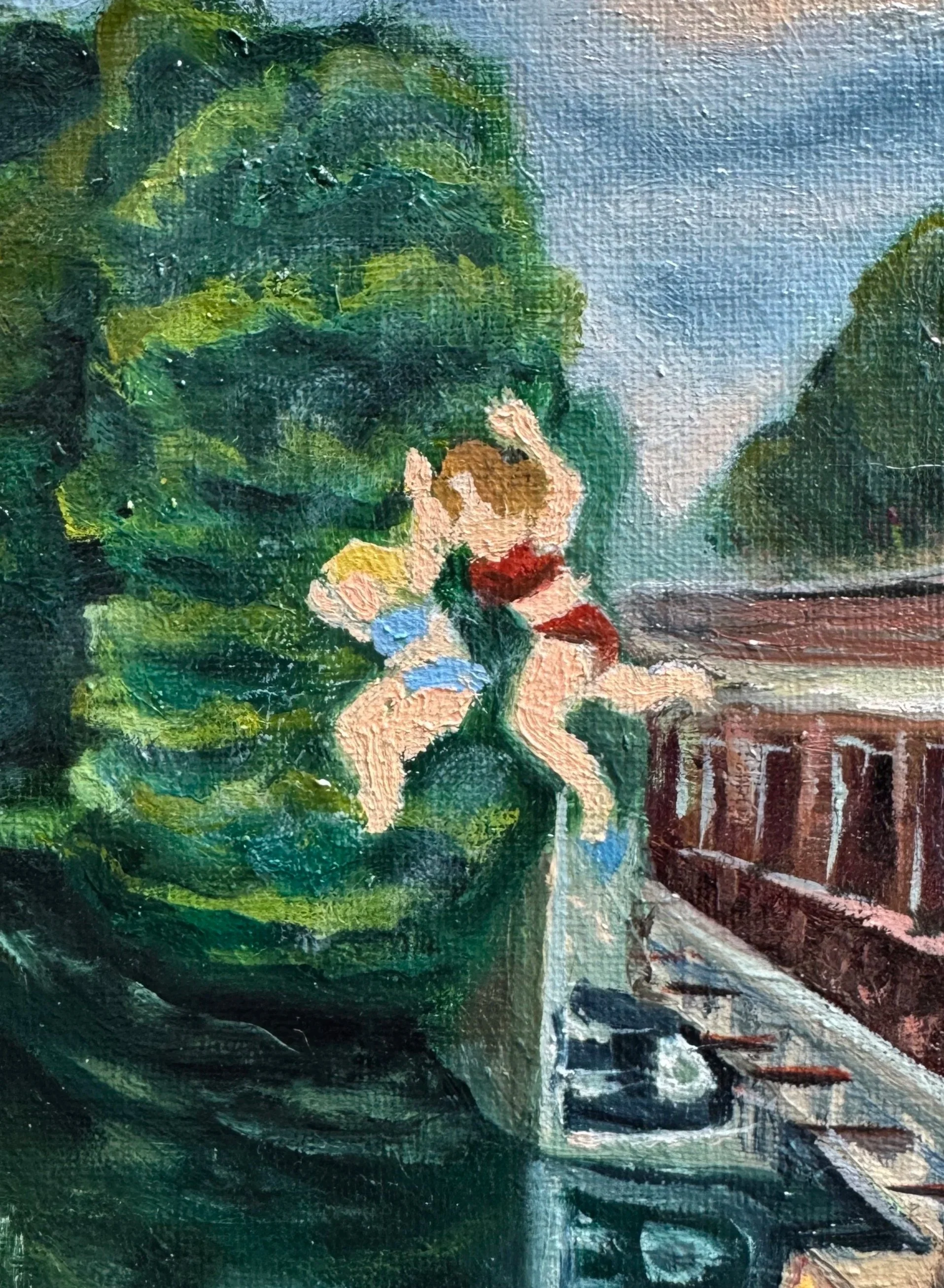 “It’s the same way you showed me,” detail, 2026. Oil on repurposed 8x10” canvas board