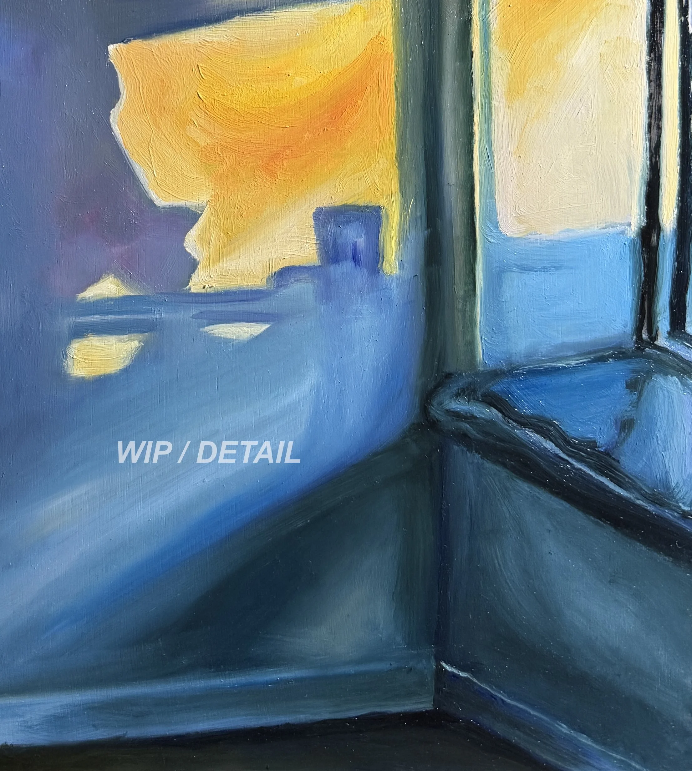 Work in progress, detail, 2026. Oil on 11x14” wood panel.