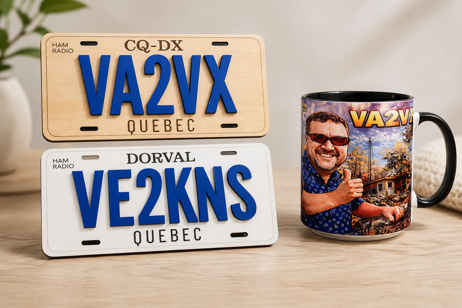 Ham Radio License Plate Mug Combo