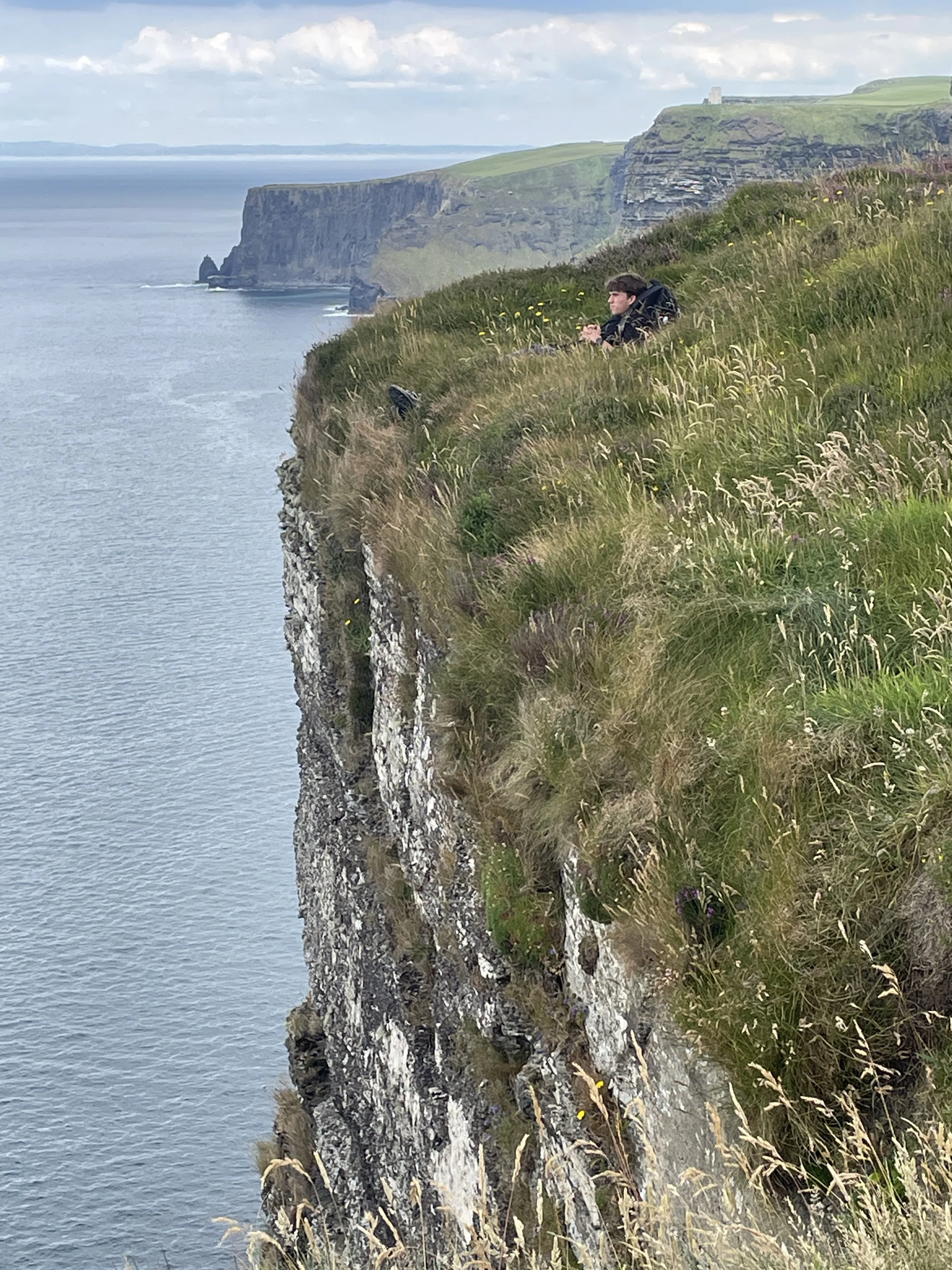 Hiking along cliffs in Ireland