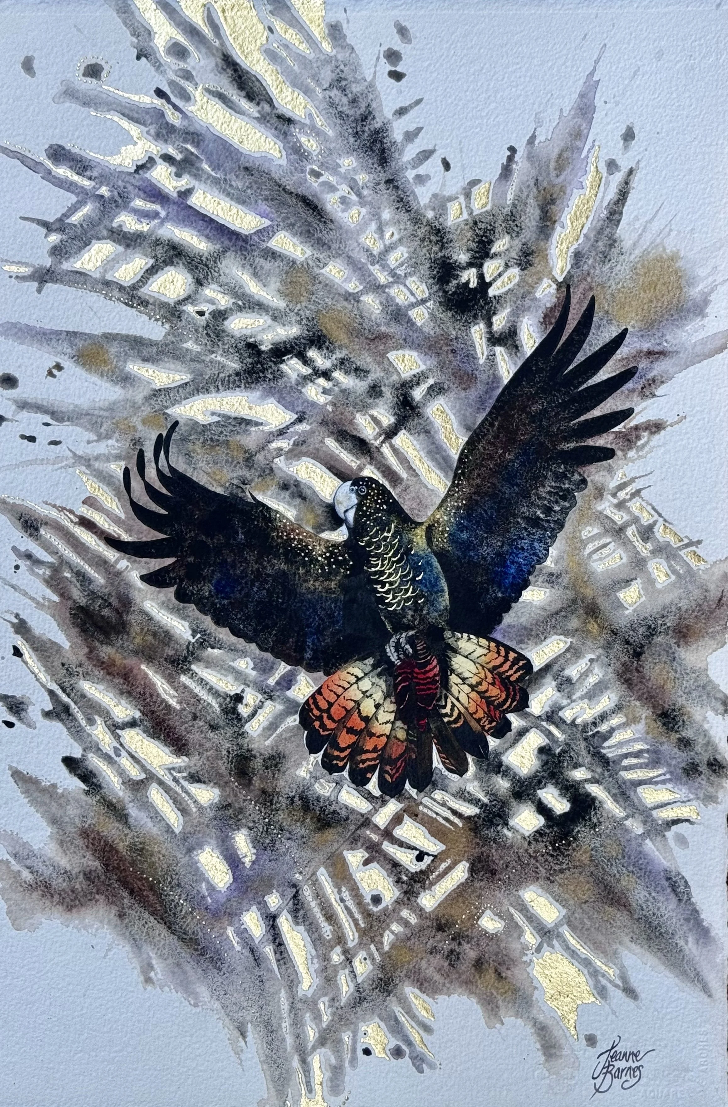 Tailfeathers of a dream 26047 57x38cm wc gl paper $1950 unfr.jpg