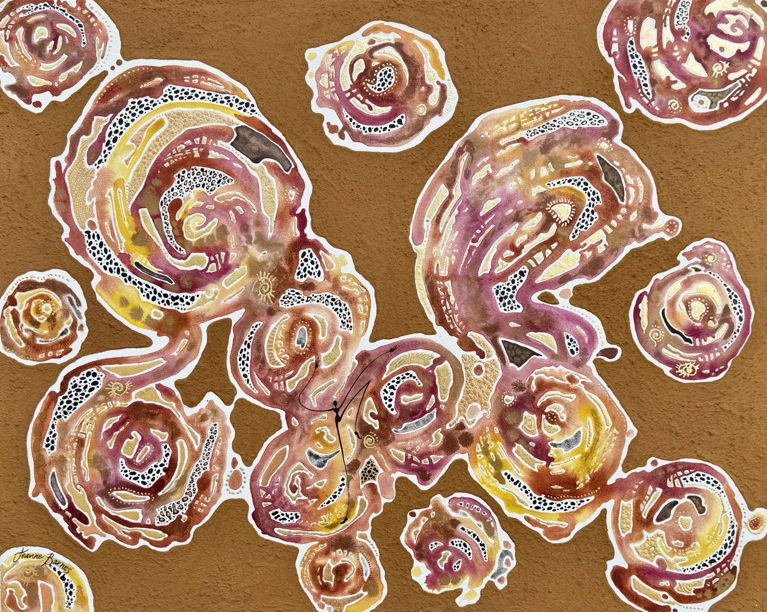 Wandering through Purnululu Wc gl ochres canvas 60x76cm $3680.jpg