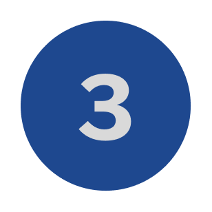 Blue circular sign with white number three