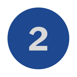 Blue circular sign with white number '2' in the center.