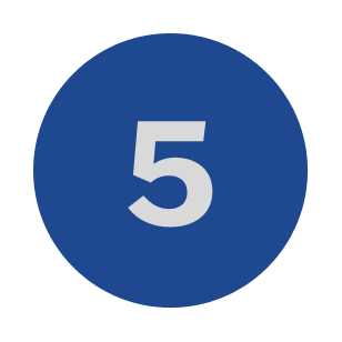 Blue circle with the number 5 in gray.