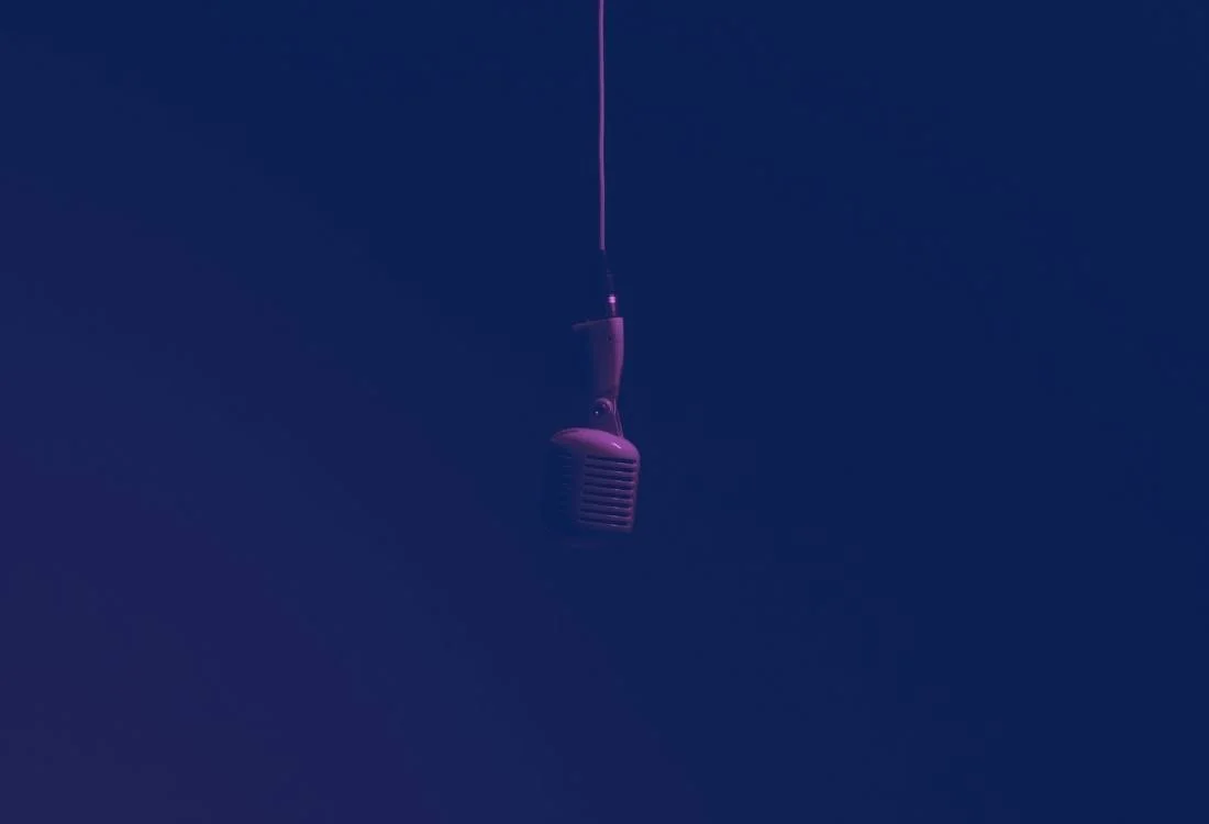 Microphone hanging from ceiling in local Ottawa PR and Brand Management firm.