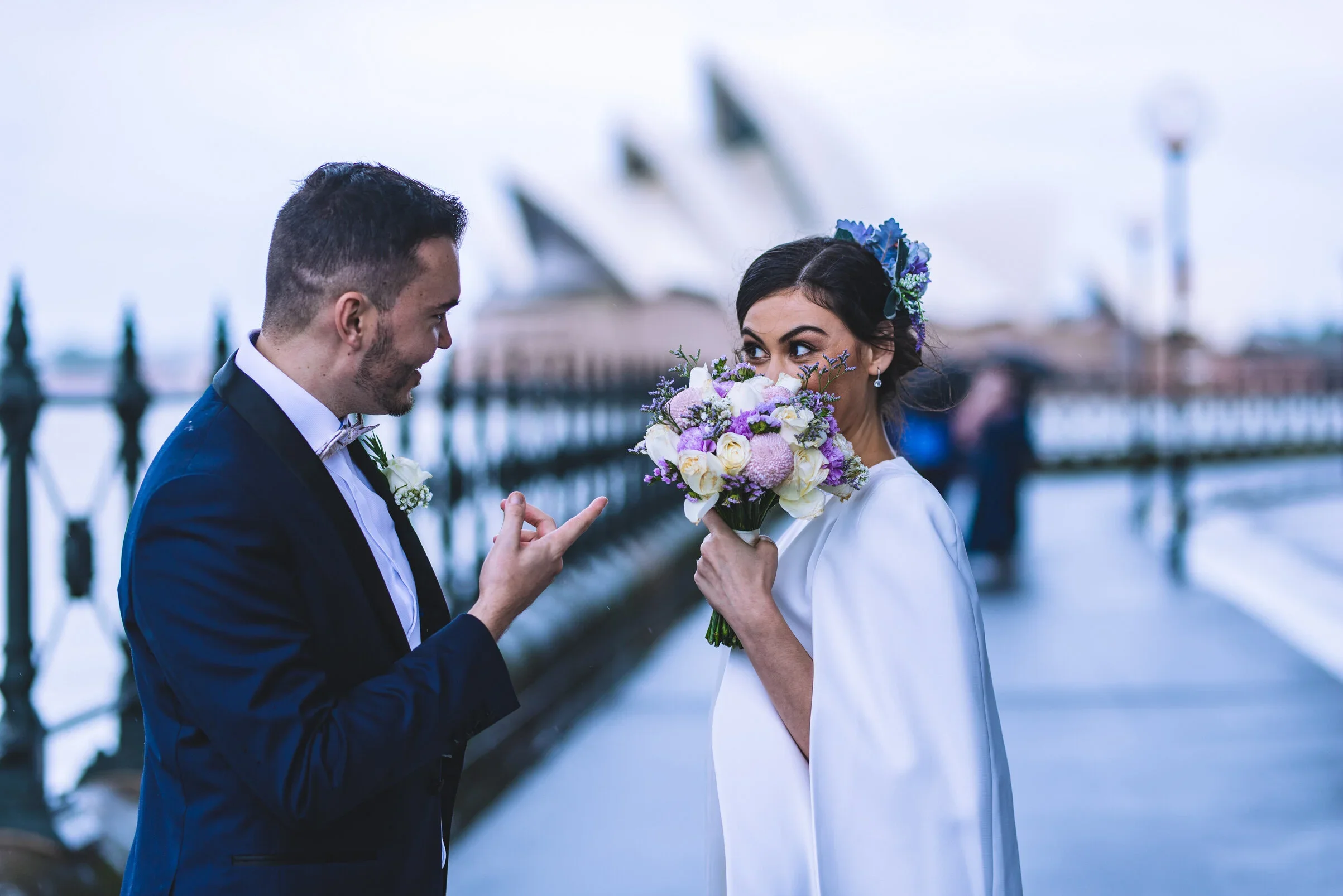 Rainy Wedding day at the Sydney Harbour