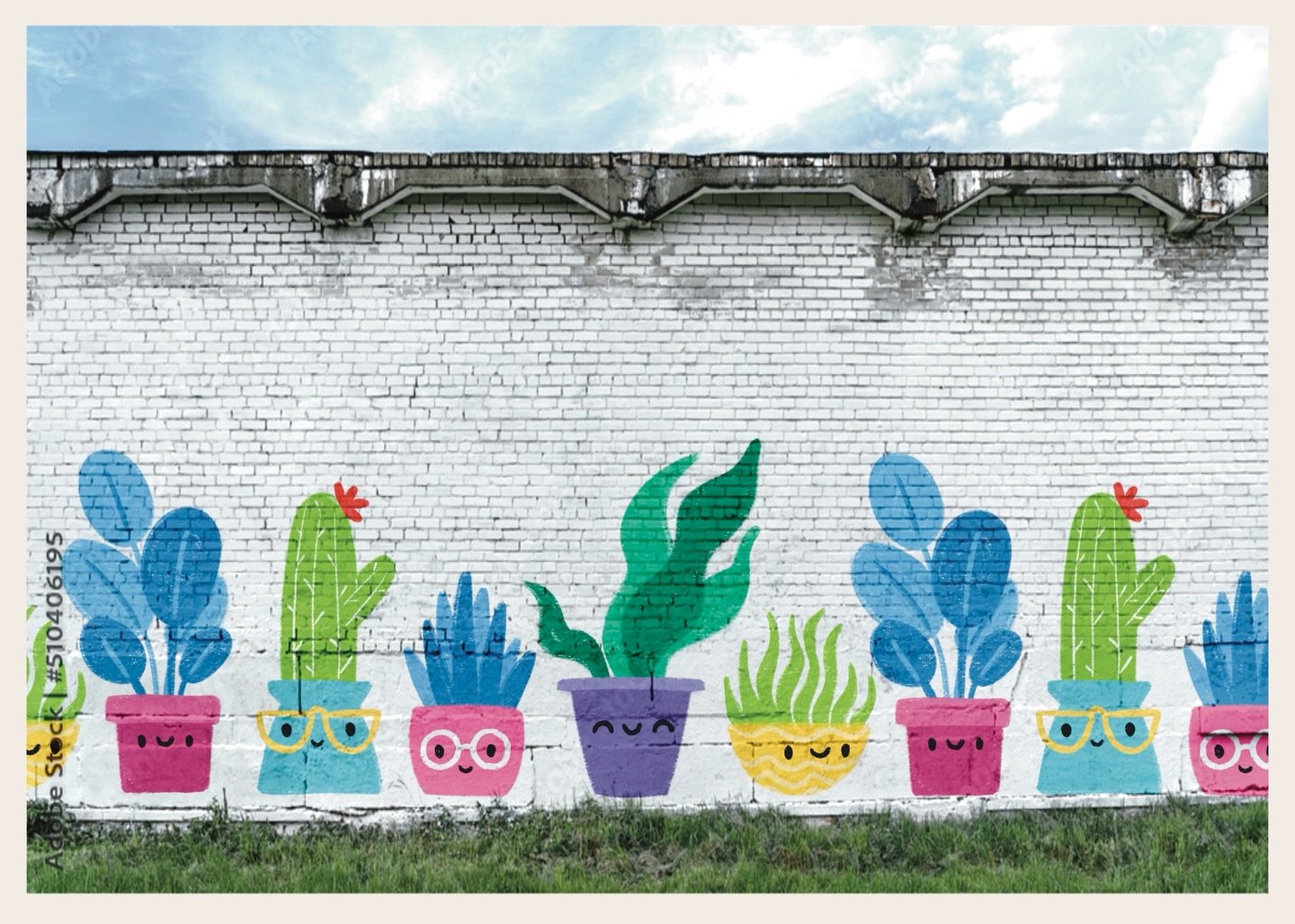 Is there a wall where you live that you&rsquo;d like to see covered in art? I think these plant guys would make a cute addition to any community! 🪴 
.
.
#muralart #muraldesign #goldcoastartist #illustrator #picturebooks @brightagencyillustration @br