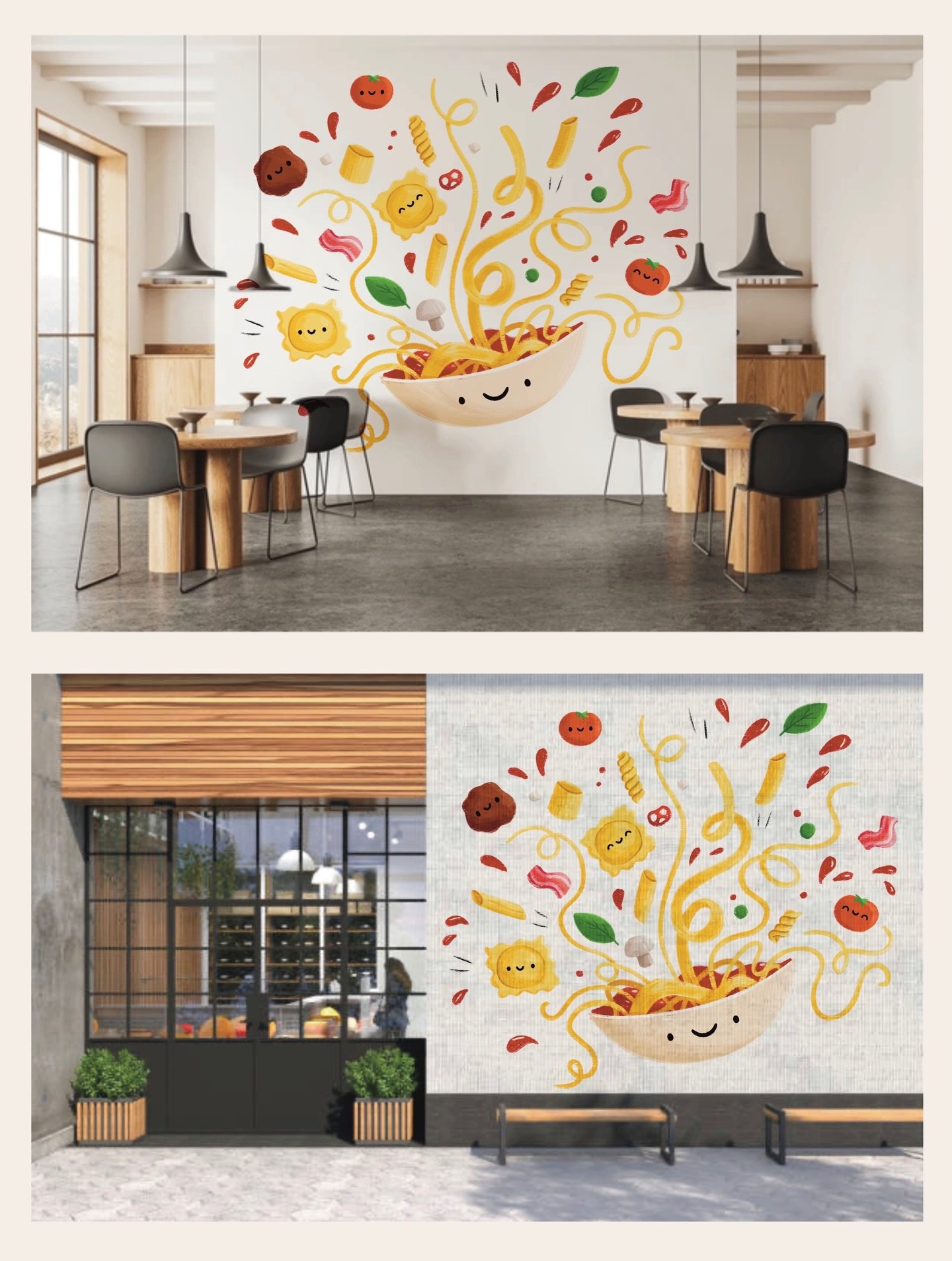 I think this pasta would look great on a restaurant wall! &hellip;BRB opening up my own Italian restaurant 🍝 🍕 
.
.
.
#muralart #mural #goldcoastartists #illustrator #picturebook @brightagencyillustration @brightagencypublishing @brightagencylicens