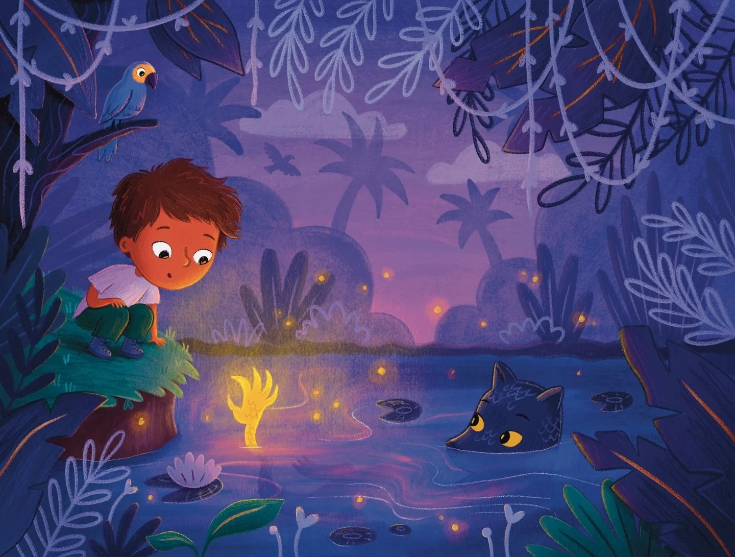 Peep the behind the scenes process of this spread loosely based on the myth of the Azuizotl - the colour plan almost ended up entirely different, do you think I chose right? 
#illustration #process #roughsketch #myth #colourtheory 
@brightagencypubli