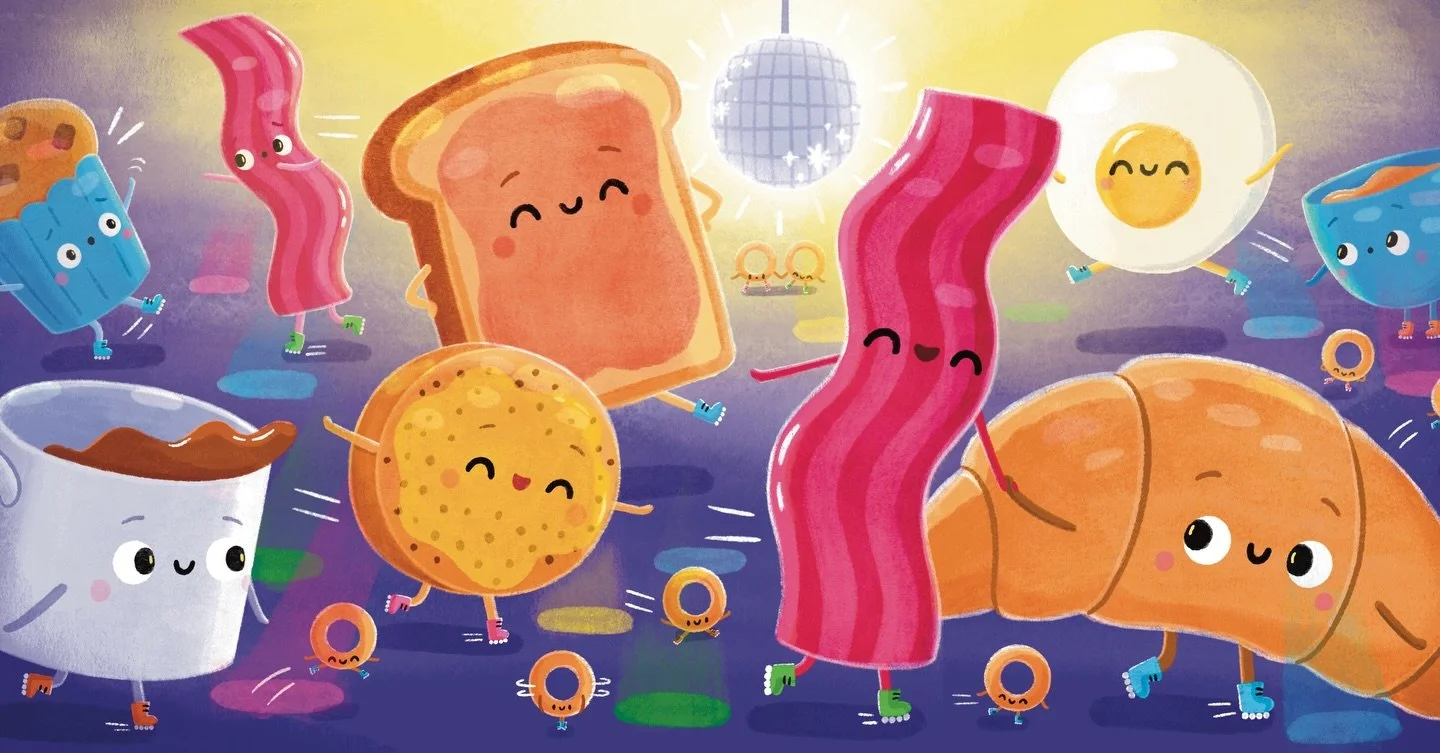 Scroll to see the rough thumbnail sketch for this cute breakfast disco! 
.
.
.
#illustration #roughsketch #process #behindthescenes #picturebook 
@brightagencypublishing @nickylander