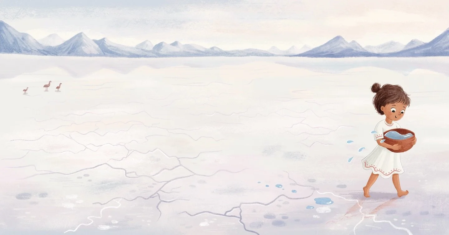 The salt flats&hellip; with or without the lizard? Scroll to see both, plus some details 
.
.
#picturebookillustration #illustration #kidlit #childrensbooks #goldcoastartist @brightagencypublishing @the_bright_agency @brightagencylicensing