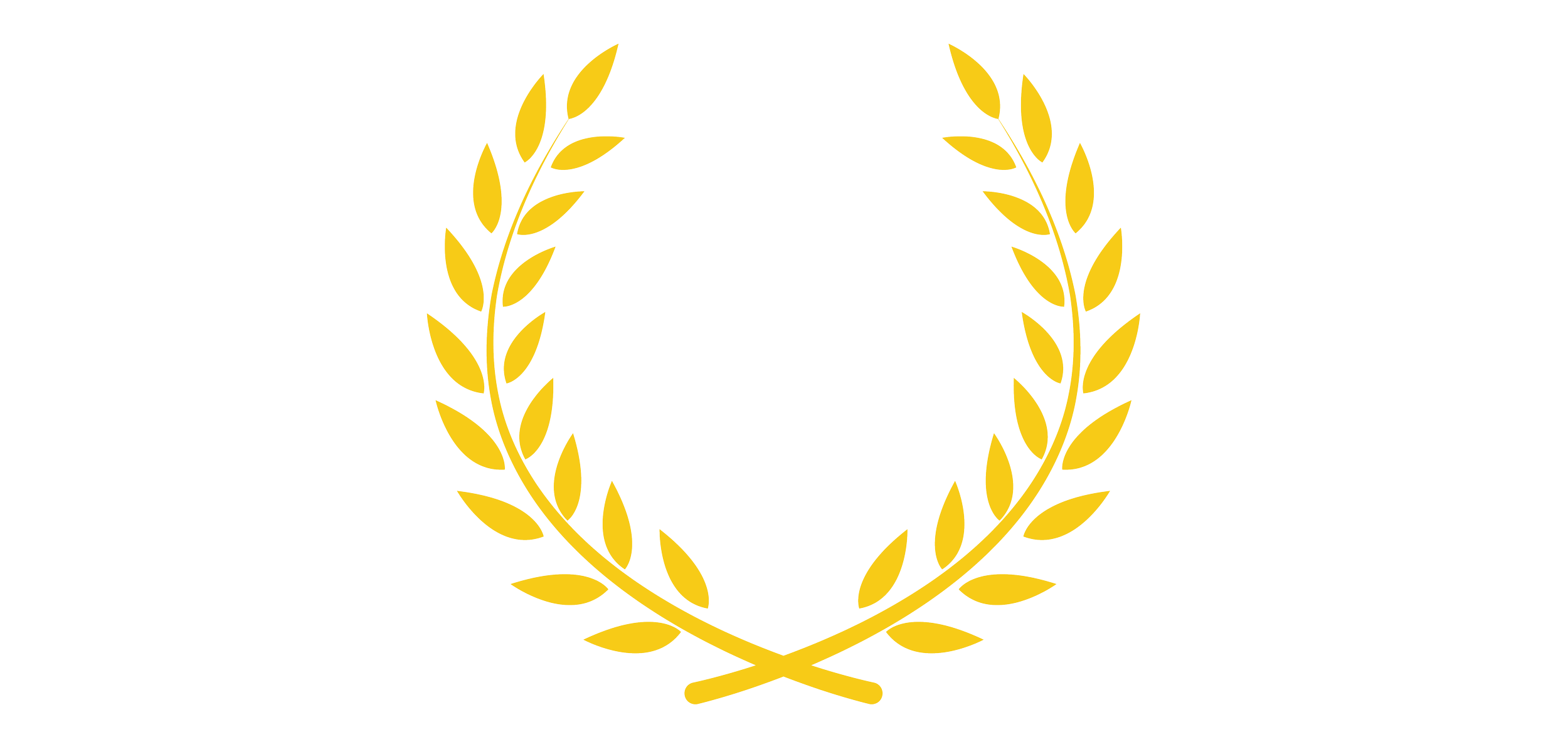 Laurel wreath and the words "World Champion" in black font on a gold background.