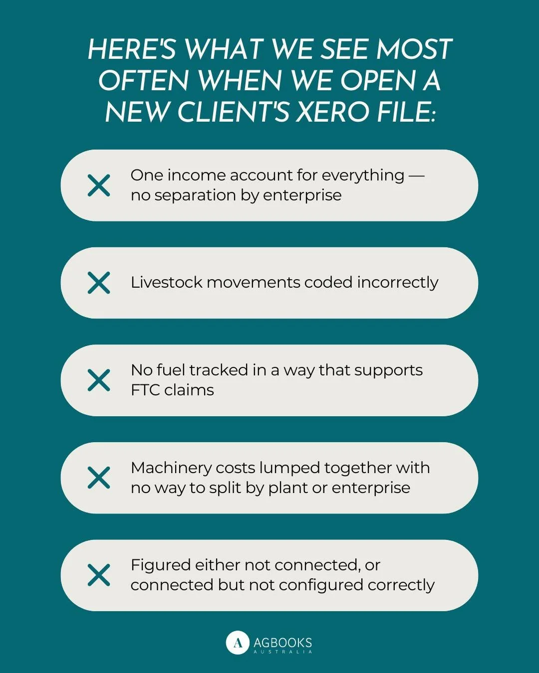 Your Xero might be set up wrong.

Not broken. Not obviously wrong. Just... not built for a farming business.

And if it isn't set up correctly, every report it produces is built on a shaky foundation. Your cost of production figures. Your enterprise 