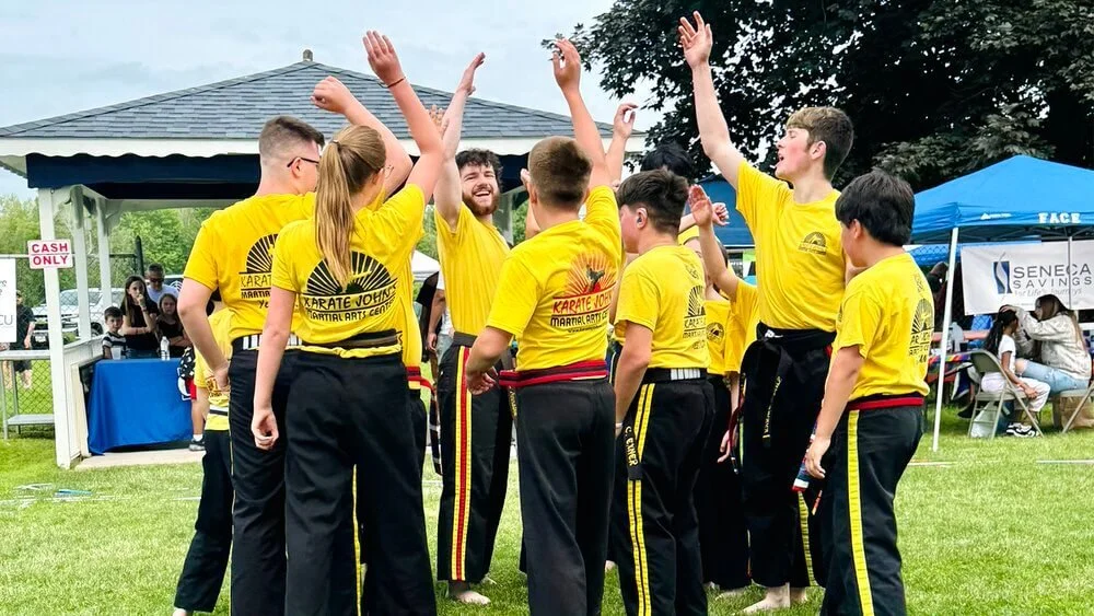 Students developing teamwork, leadership, confidence and discipline through karate classes at Karate John’s Martial Arts Center in Cicero and Liverpool, NY.