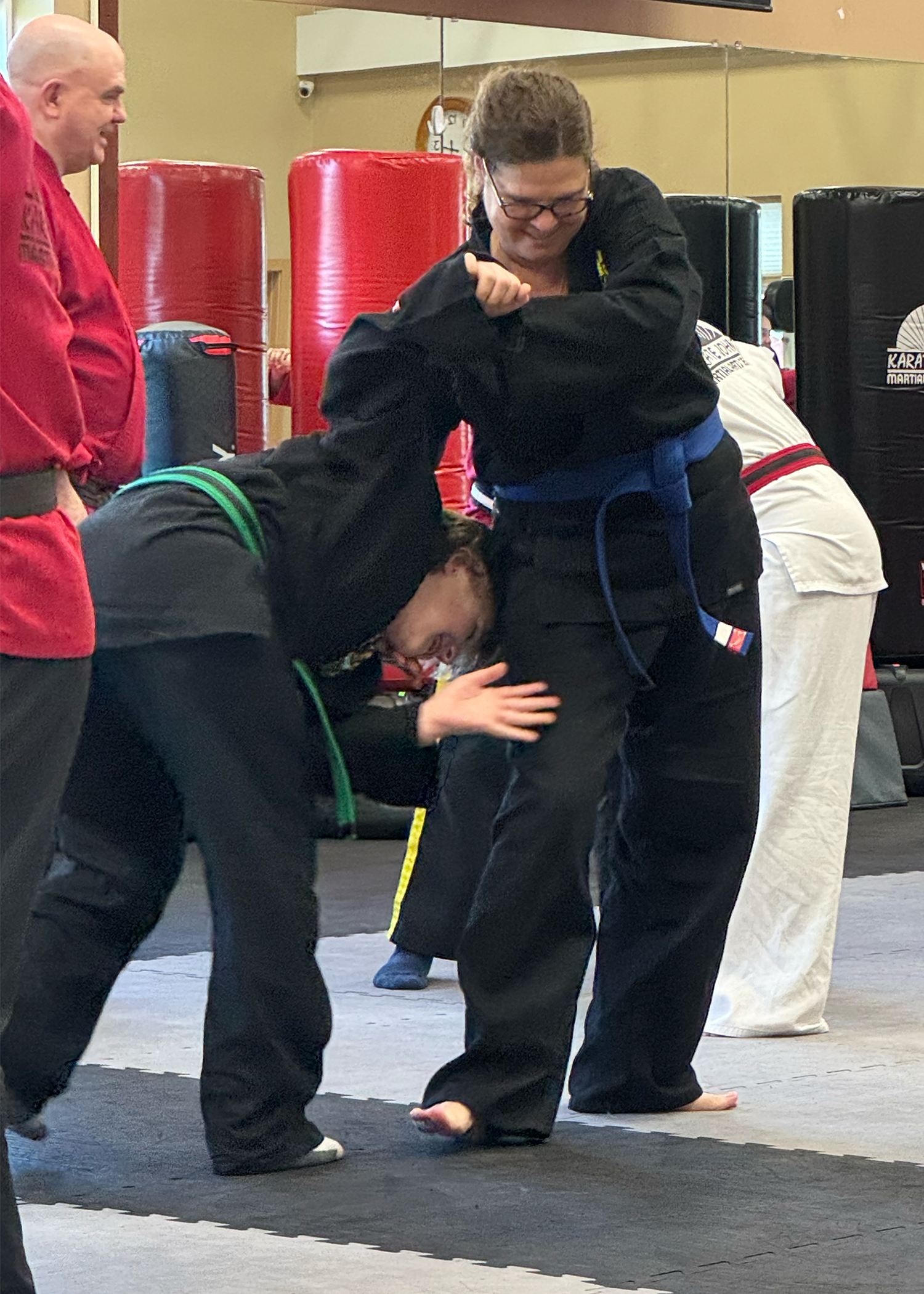 Two adults practicing kenpo karate martial arts and self-defense in Cicero and Liverpool, NY.