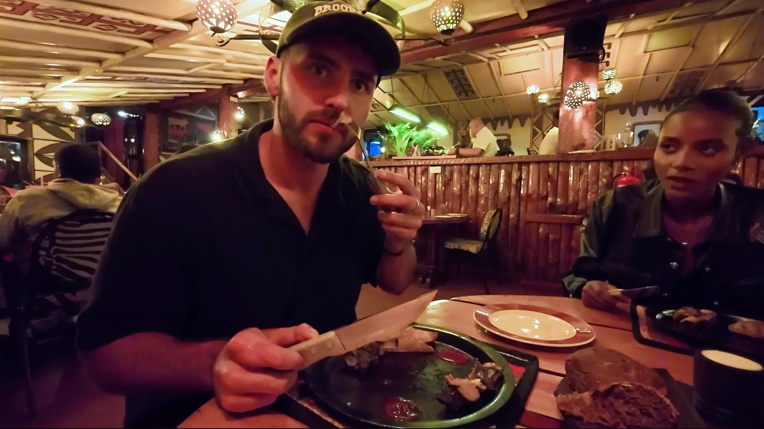 Massive open-fire grill at Carnivore restaurant, Nairobi