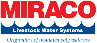 Miraco Livestock Water Systems logo with slogan 'Originators of insulated poly waterers'