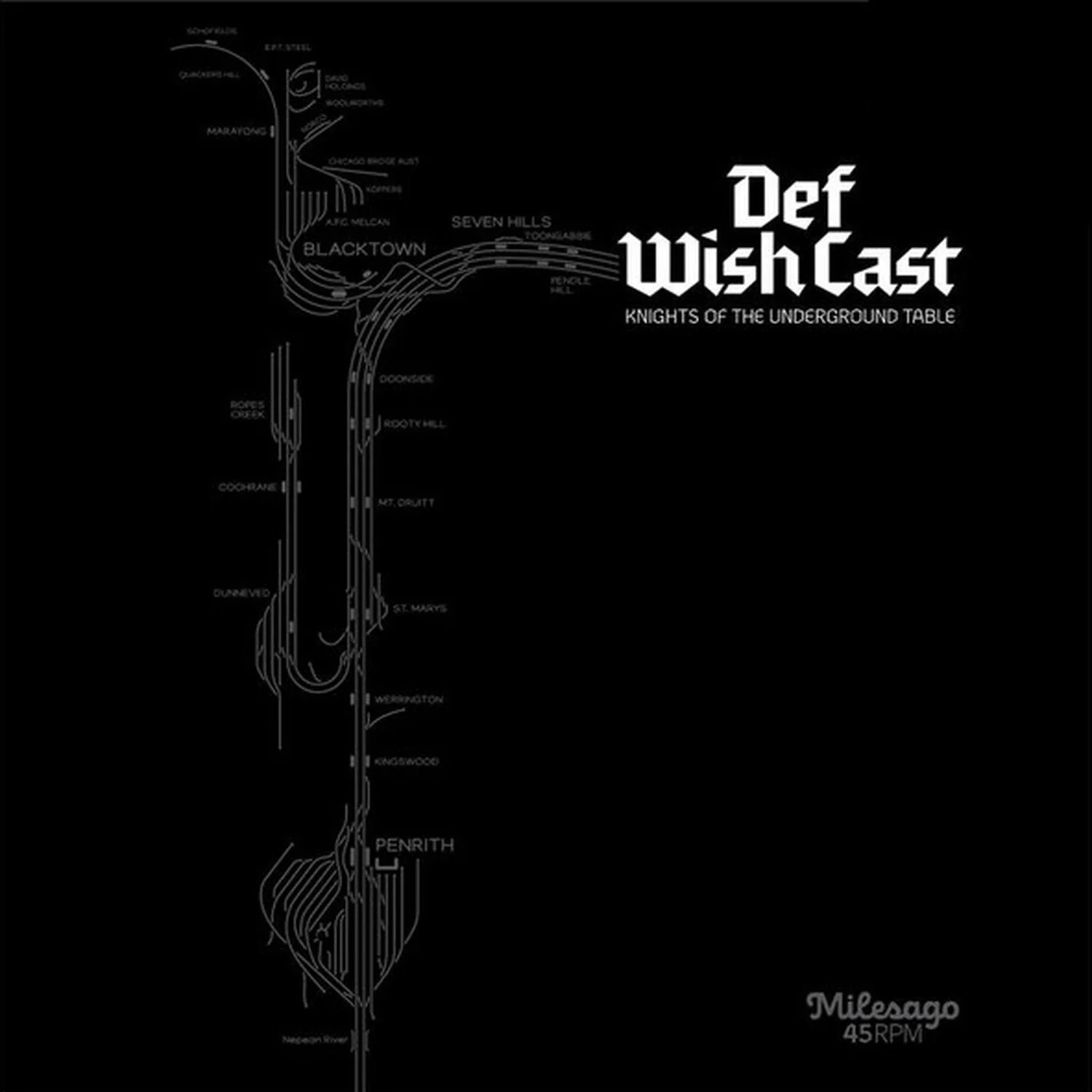Def Wish Cast – Knights Of The Underground Table LP cover, Milesago Records