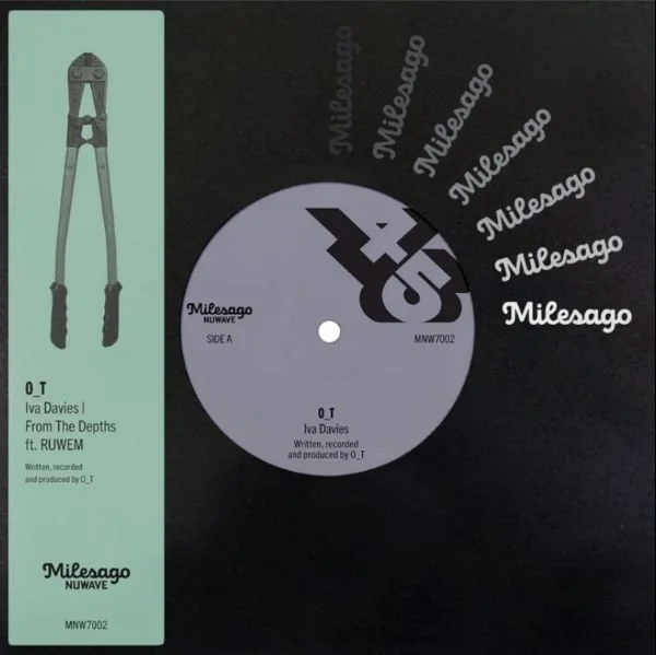 O_T – Iva Davies 7" vinyl cover, Milesago Records