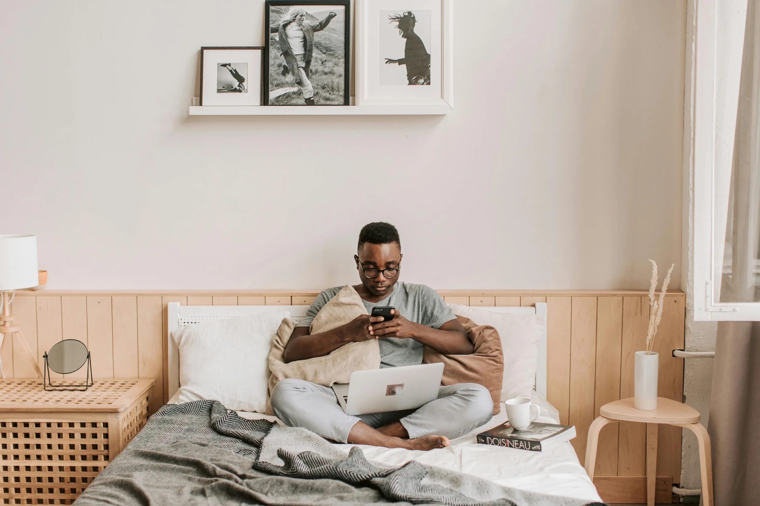 BIPOC professional attending an online therapy session from home