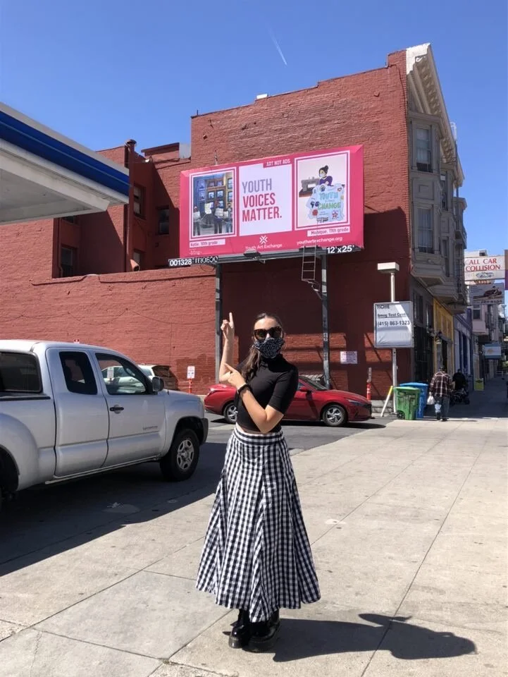 YAB member Dalya at the Mission and 14th billboard