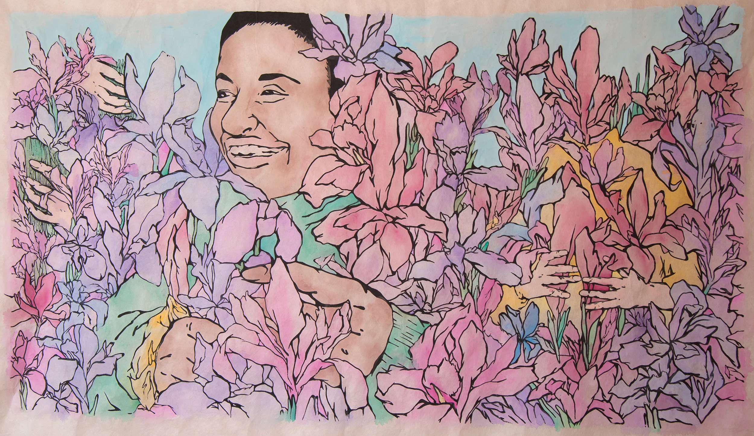 A print collage by Naomi, previous scholarship recipient in 2018.