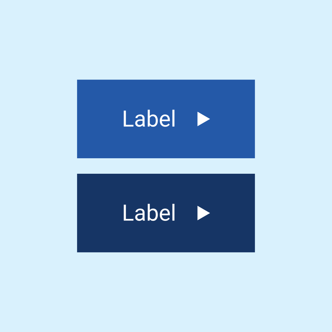 Two rectangular buttons with labels and play icons, one in light blue and the other in dark blue, on a light blue background.