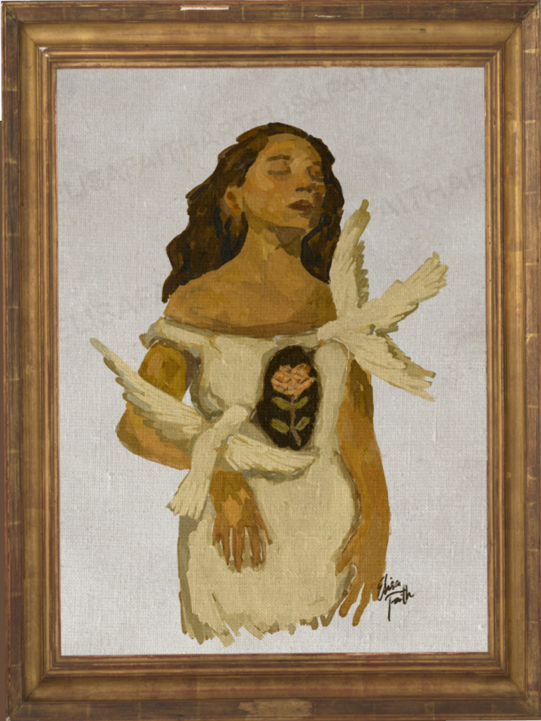 “Beauty Within” Oil pastel on canvas.