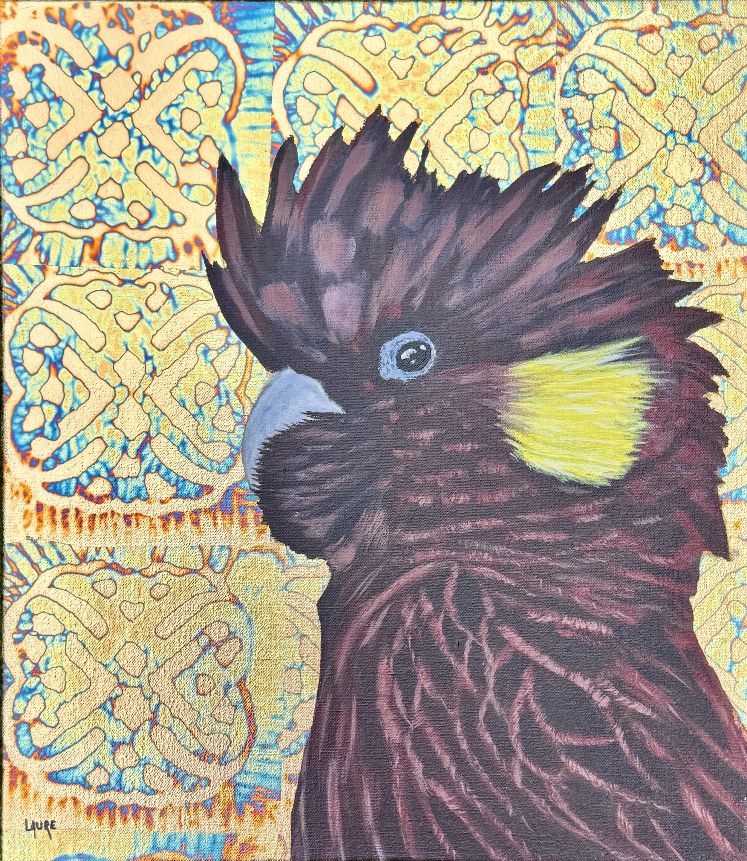 Black cockatoo in moorish pattern