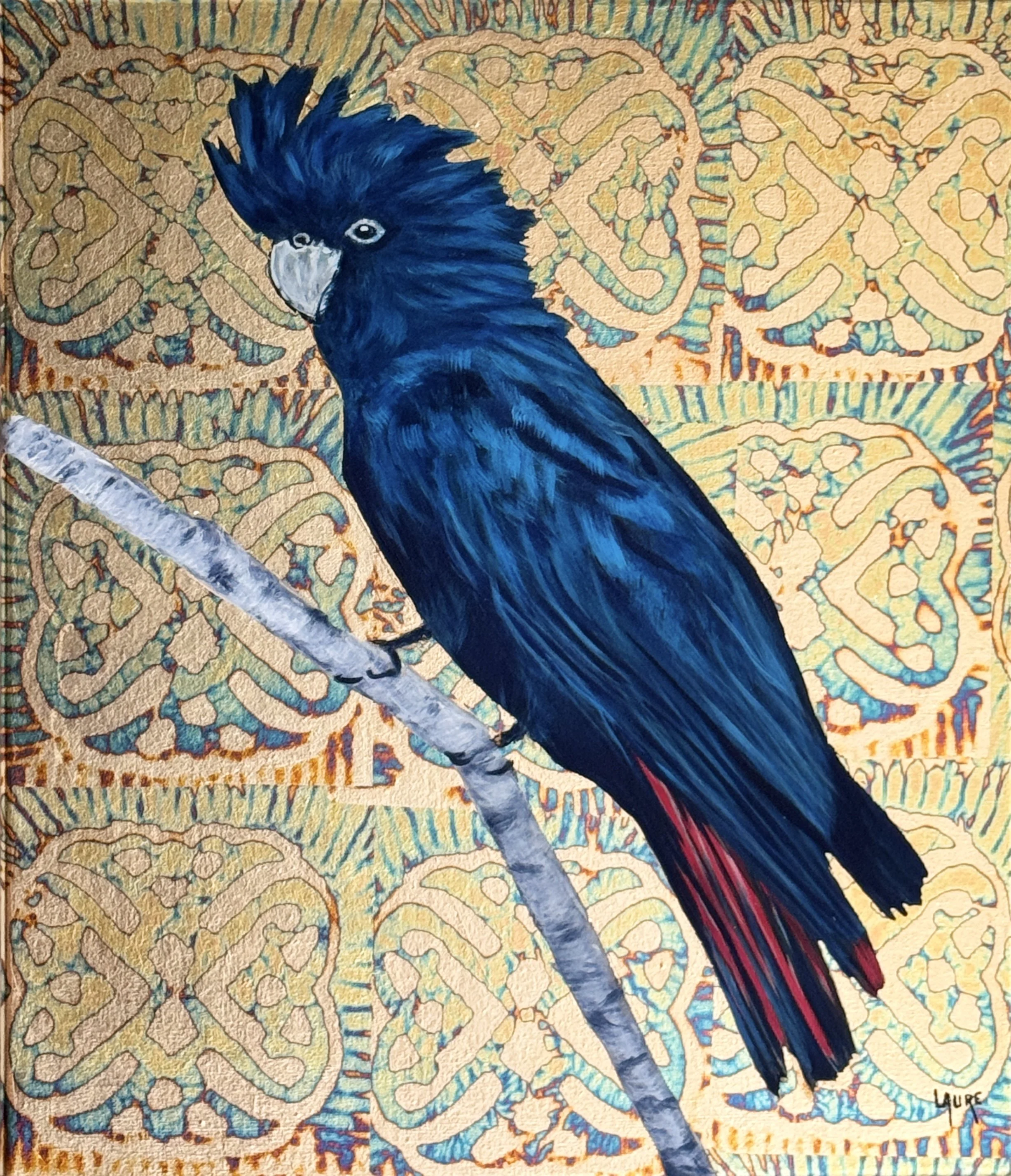 Black cockatoo in moorish pattern