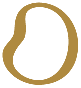 Outline of a peanut with a gold border.