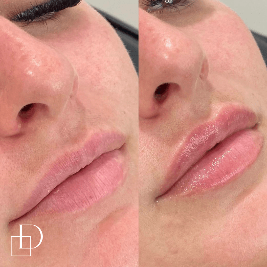 Before and after lip filler injections at Define Clinic Brisbane