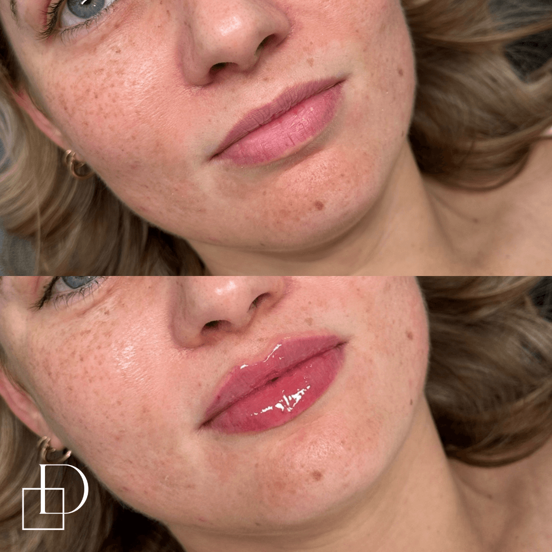 Before and after lip filler injections at Define Clinic Brisbane