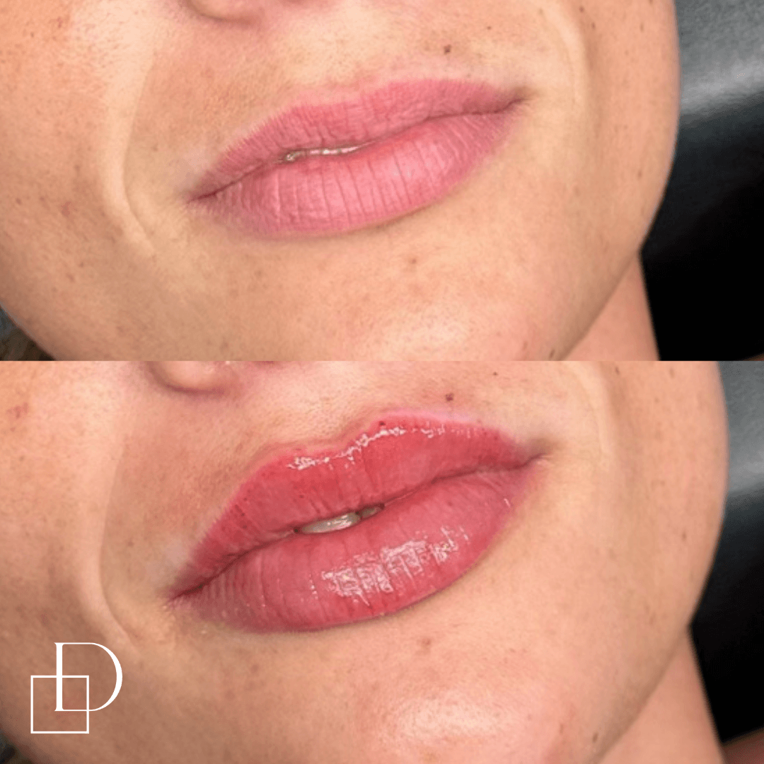 Before and after lip filler injections at Define Clinic Brisbane
