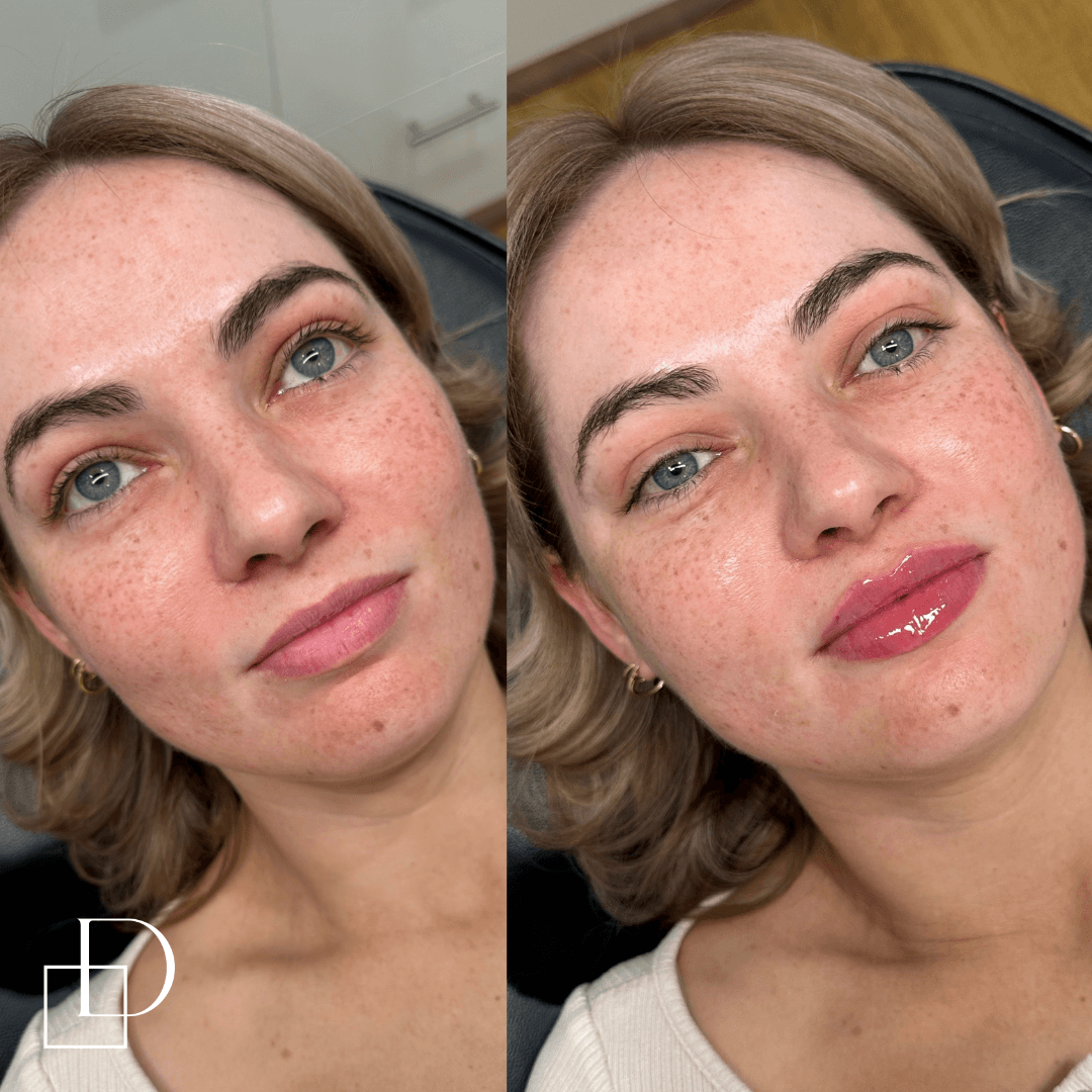 Before and after lip filler injections at Define Clinic Brisbane