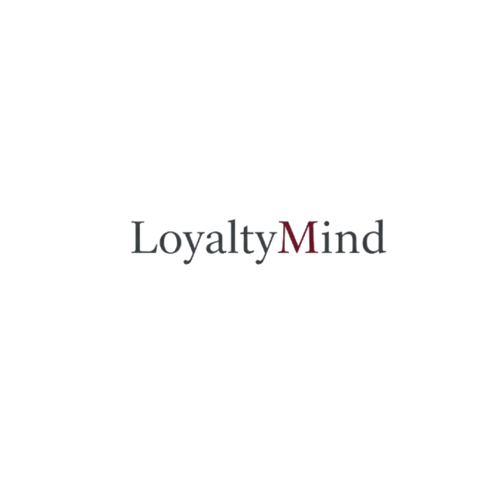Sort silhuet af en hund, der står med halen løftet. Tekst under: 'LoyaltyMind' i grå og rød skrifttype.